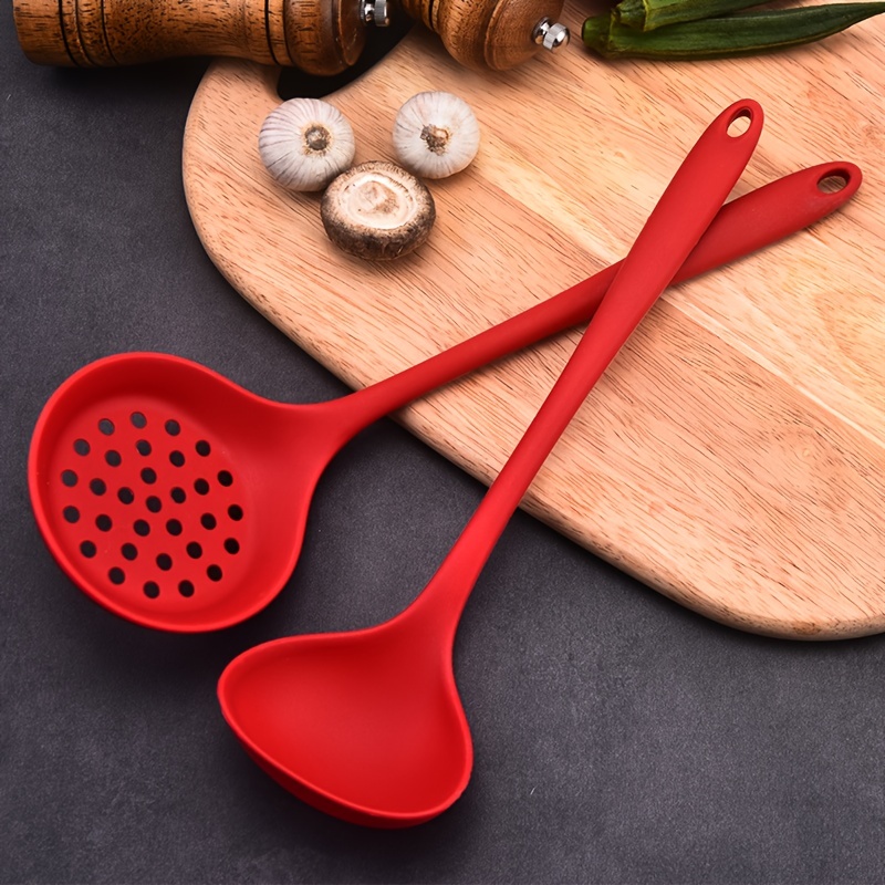 Food Grade Silicone Spatula Utensils Kitchen Slotted Turner Soup Spoon  Ladle Skimmer Shovel Cooking Baking Serving
