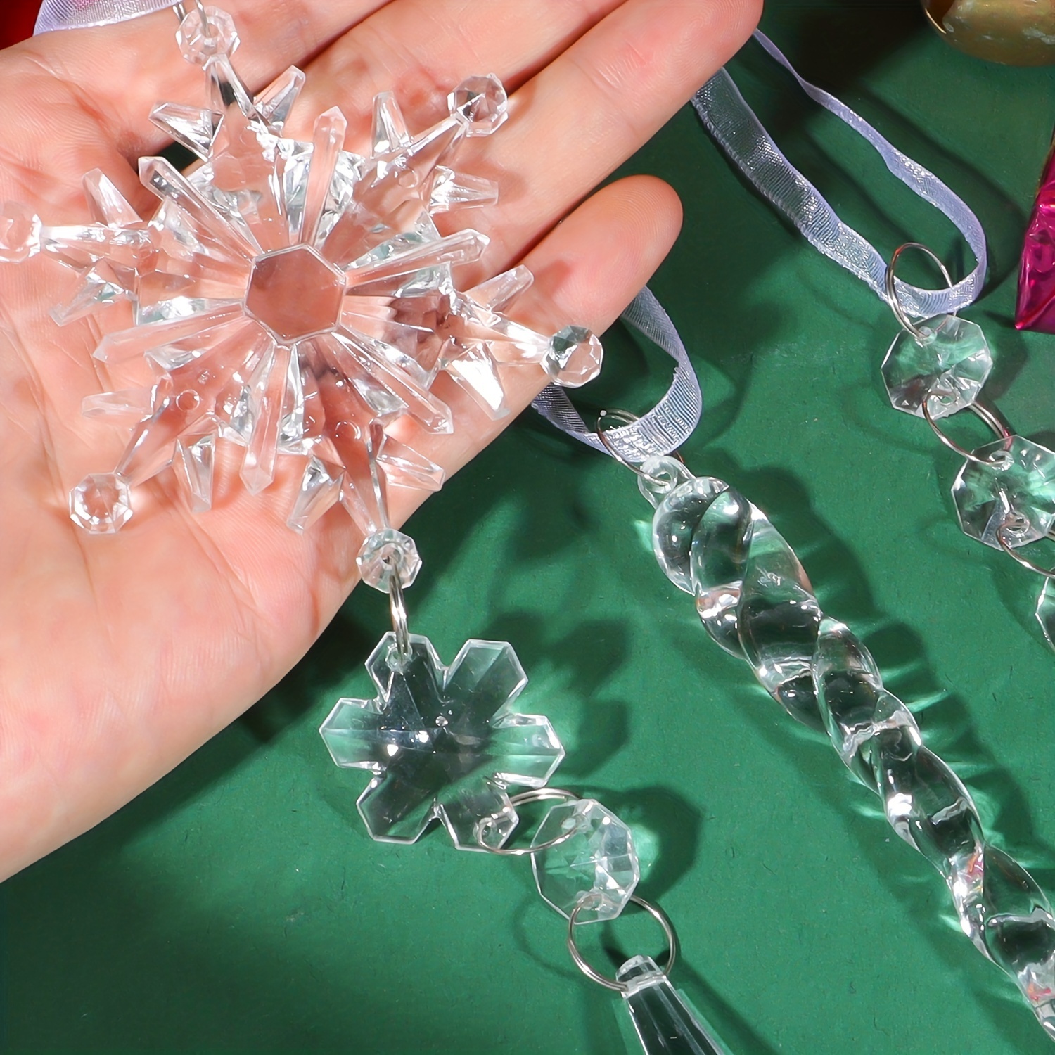 Christmas Snowflake Ice Cone Acrylic Transparent Pendant - Temu