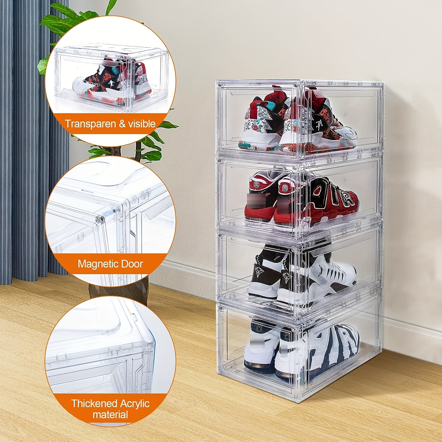 Cajas de almacenamiento de zapatos, de plástico transparente