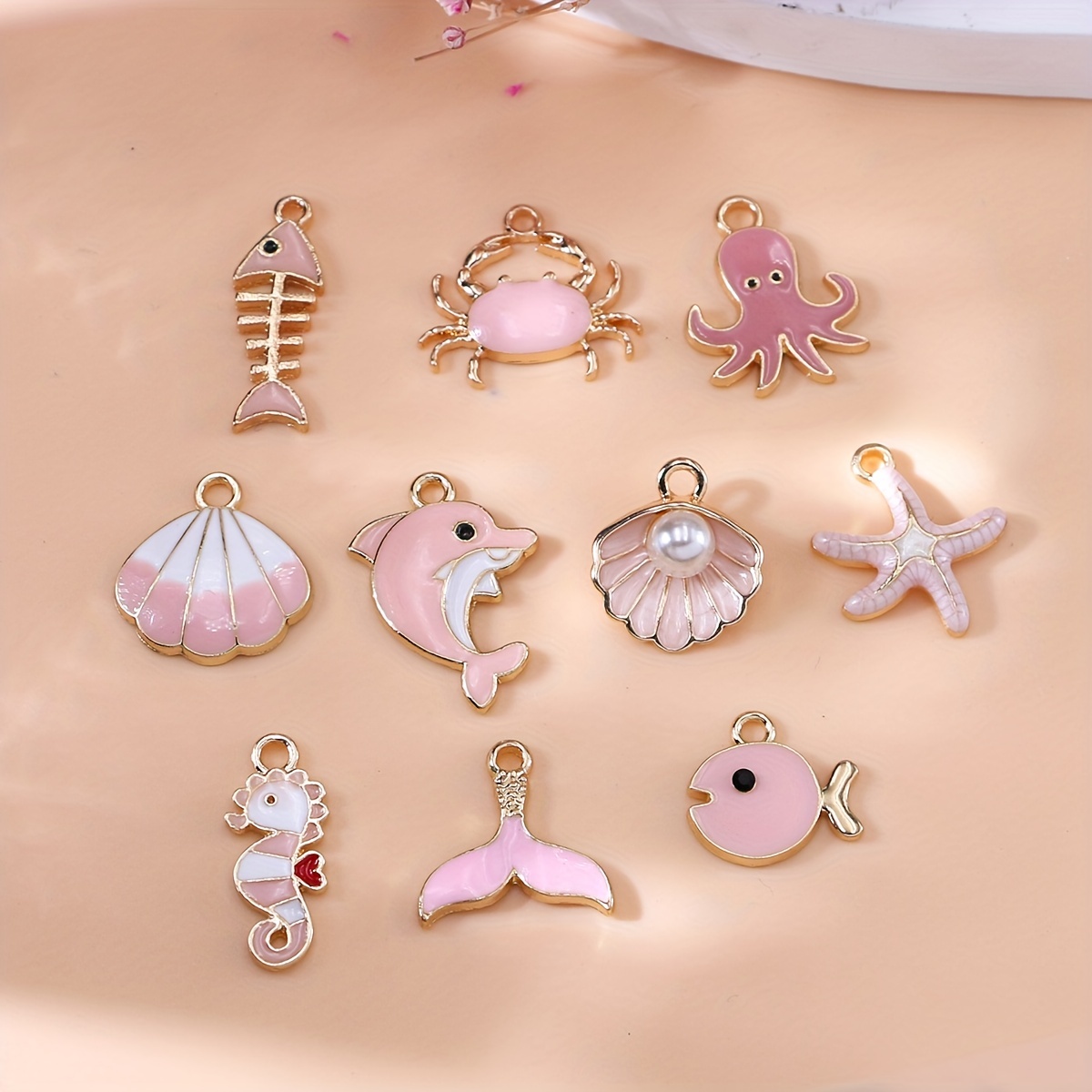 20Pcs Gold Plated Enamel Flower Charms Connector For Jewelry Making  Bracelet DIY Handmade Craft