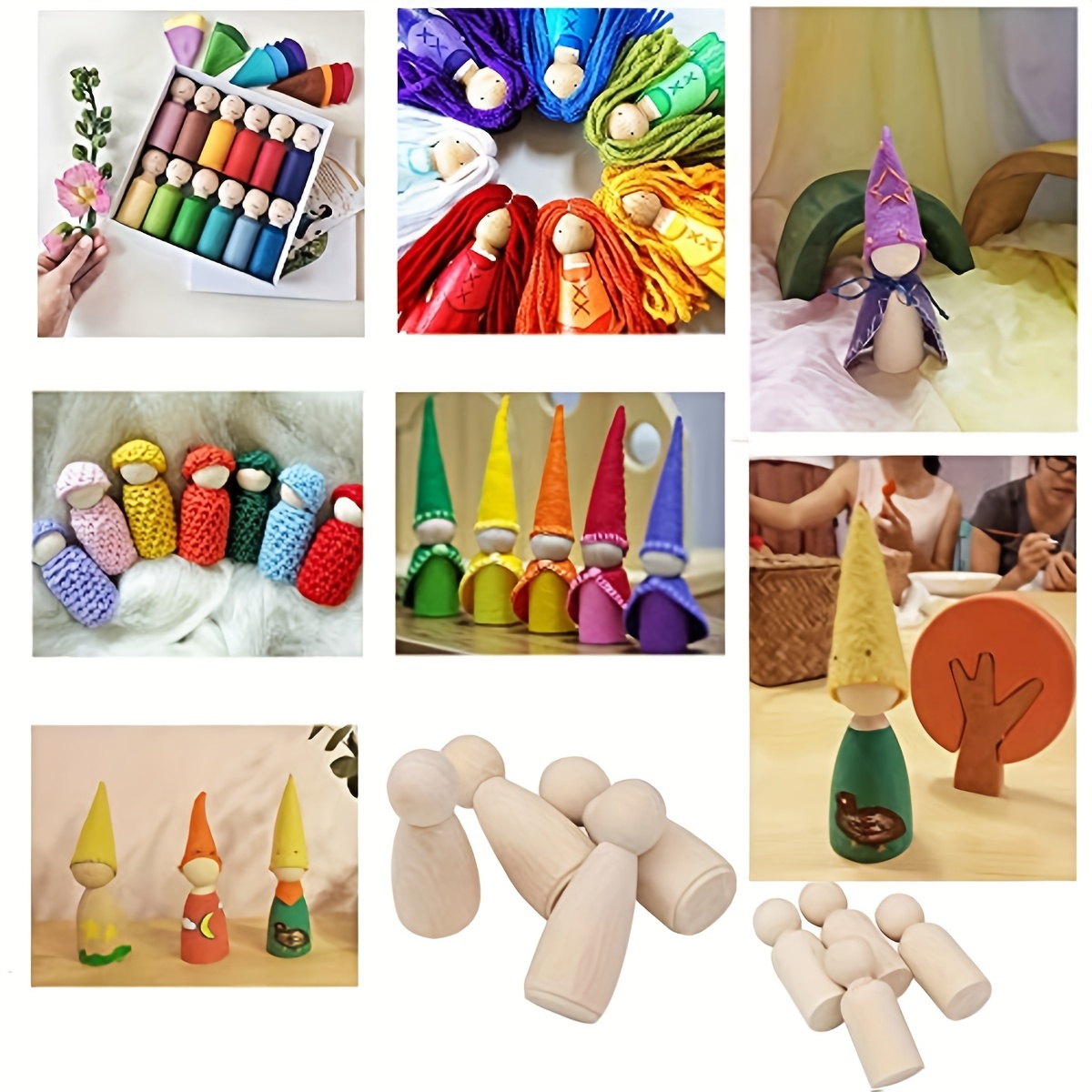 50Pcs/Set Unpainted Wooden Peg Dolls Toys For Children DIY Color