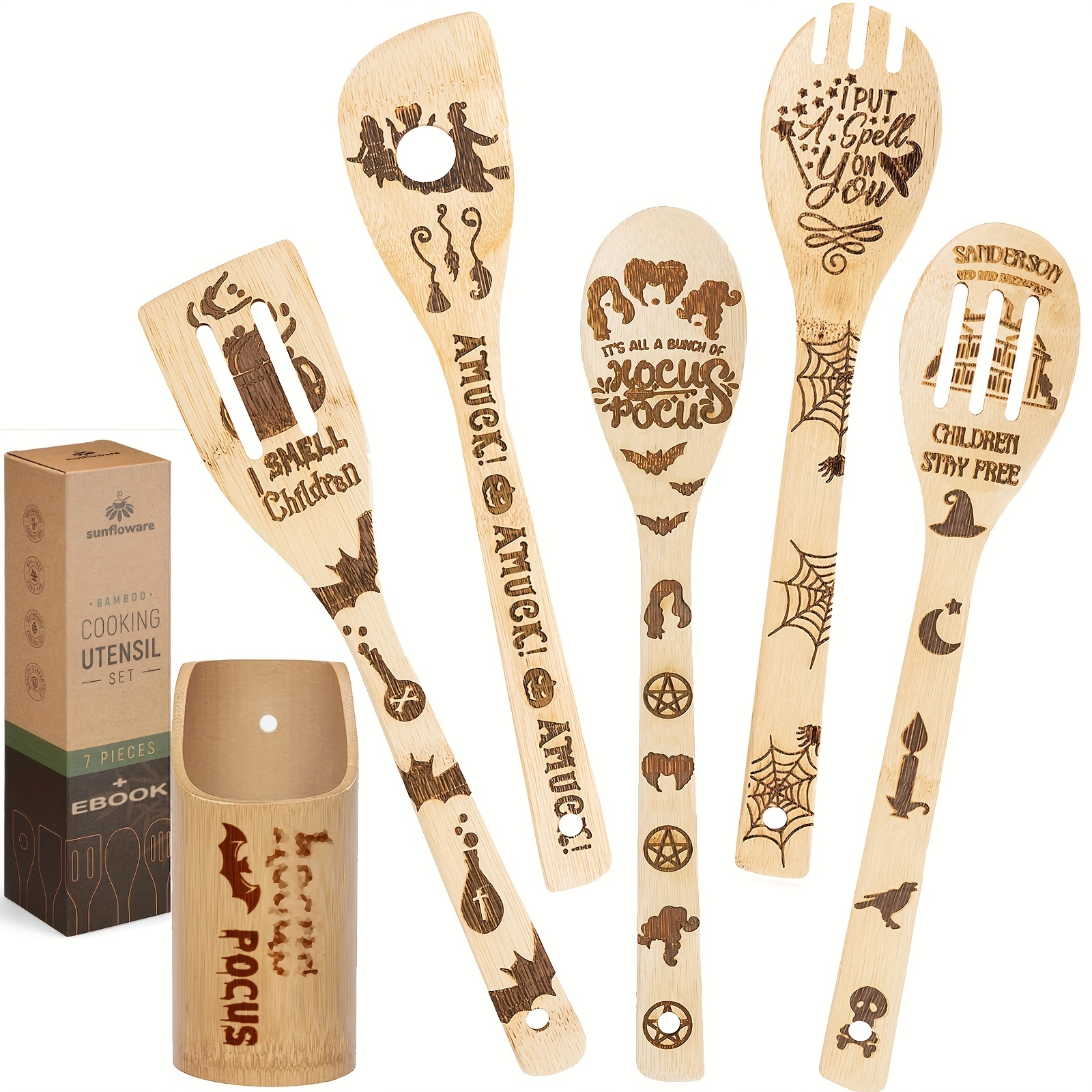  Kitchen Accessories with Gift Box, Wooden Spatula Set