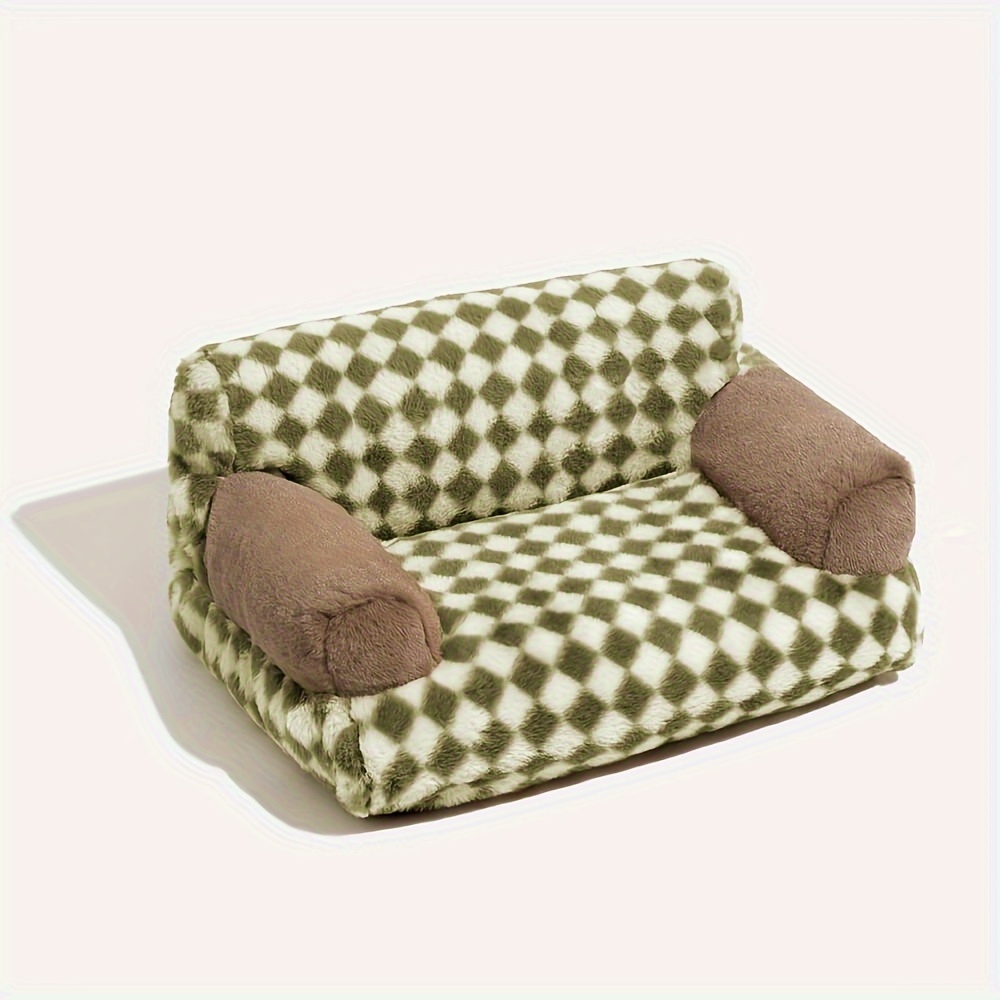 SOLD - Green Plaid Sofa Bed