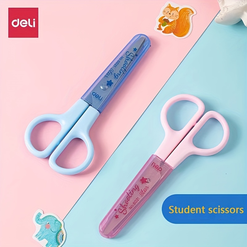  1Pcs Cartoon Art Scissors With Lid Portable Utility Stainless  Steel Scissors Cute Mini Cutting Supplies Office Supplies  Stationery(yellow) : Toys & Games