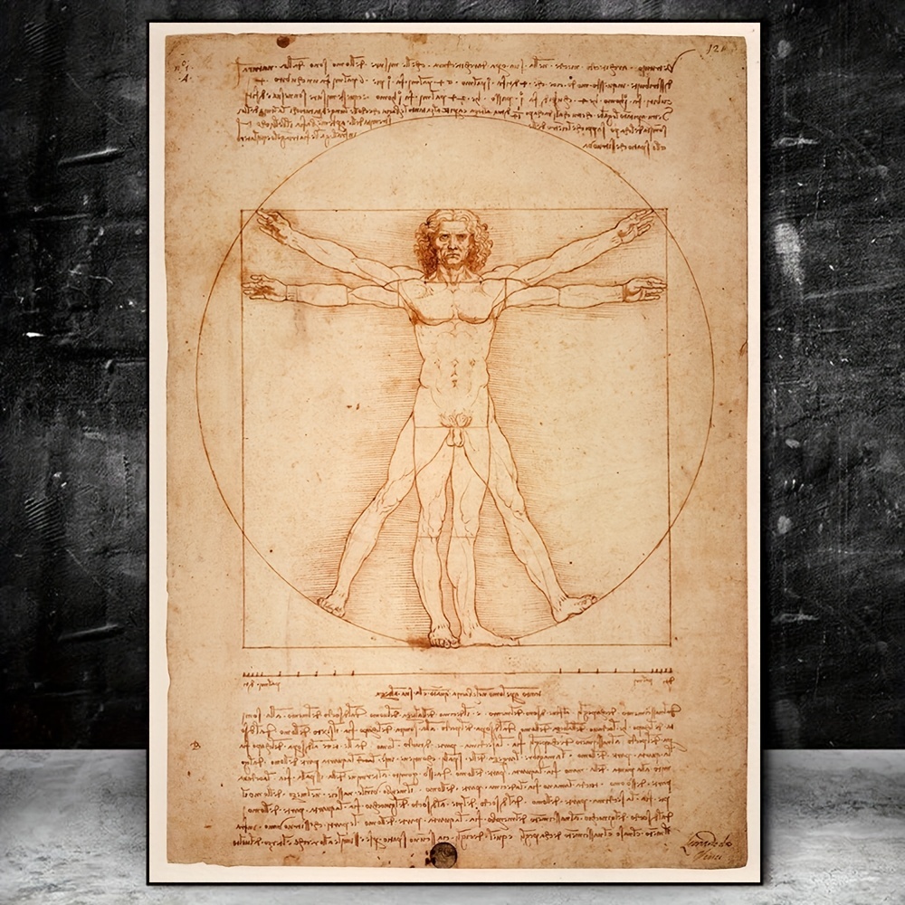 The Vitruvian Man By Leonardo Da Vinci Drawing, Art Paintings Printed On  Canvas, Posters And Prints, Famous Art Pictures Home Decor, No Frame Temu  Belgium