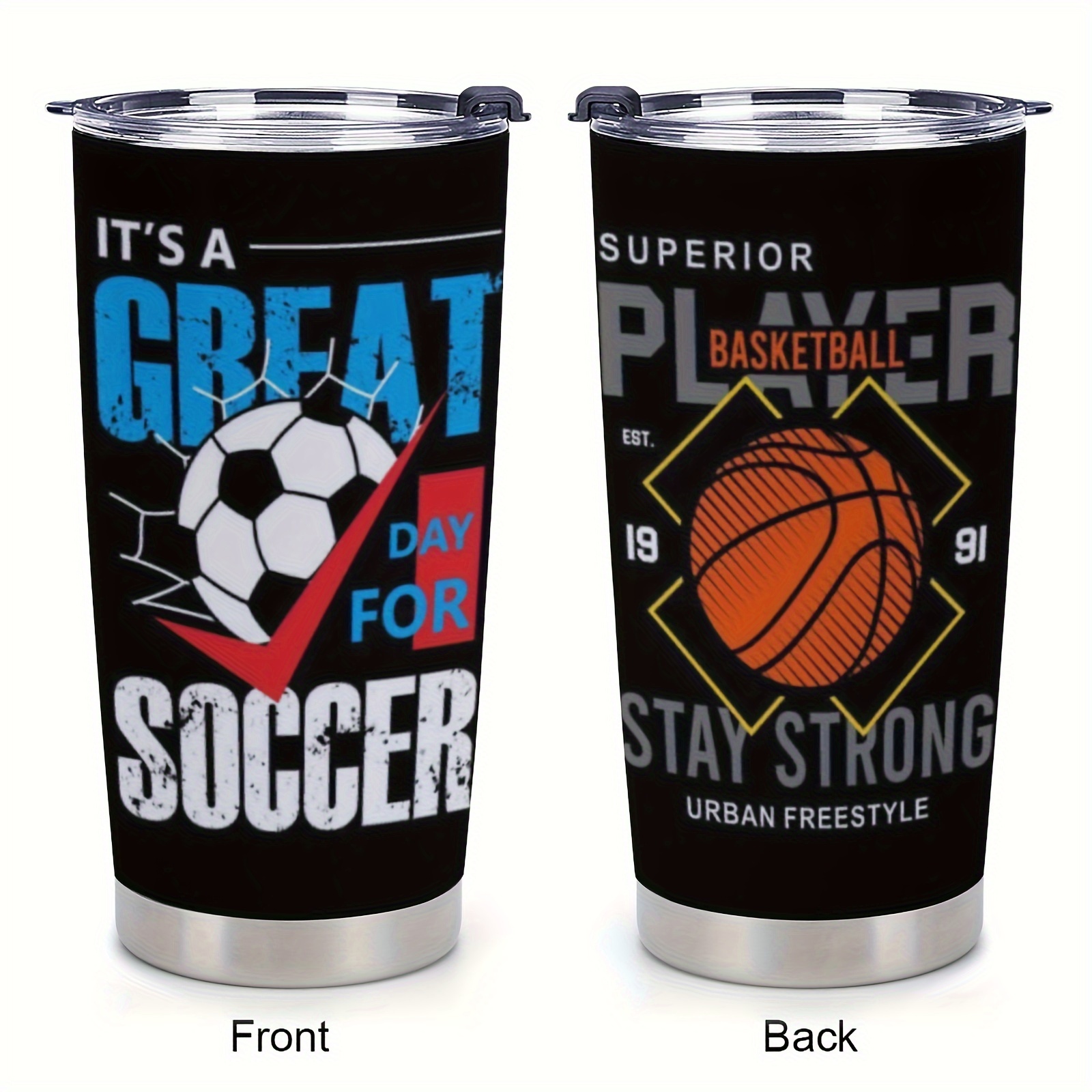 

1pc 20oz, Football And Basketball For Man, Coffee Cup For Man, Valentine's Day Gifts For Him, Insulated Travel Coffee Mug With Lid, Gifts For Friends