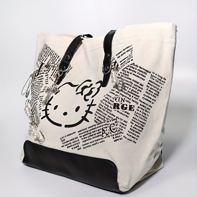 Hello Kitty Pattern Bag, Plush Kawaii Tote Bag, Trendy Storage Handbag -  Temu