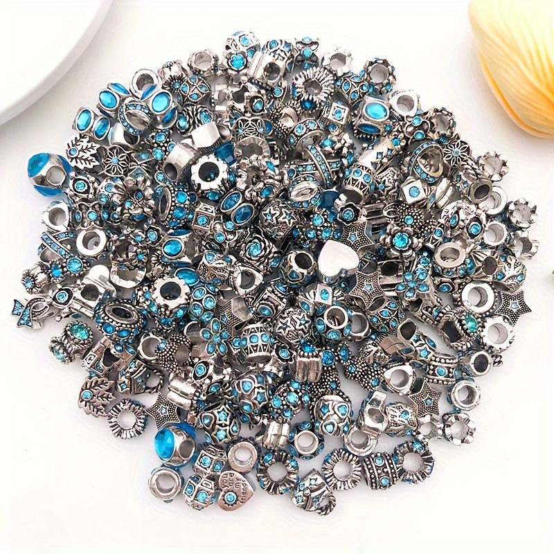 Boxed 10 Colors Inlaid Rhinestone Metal Large Hole Beads For - Temu