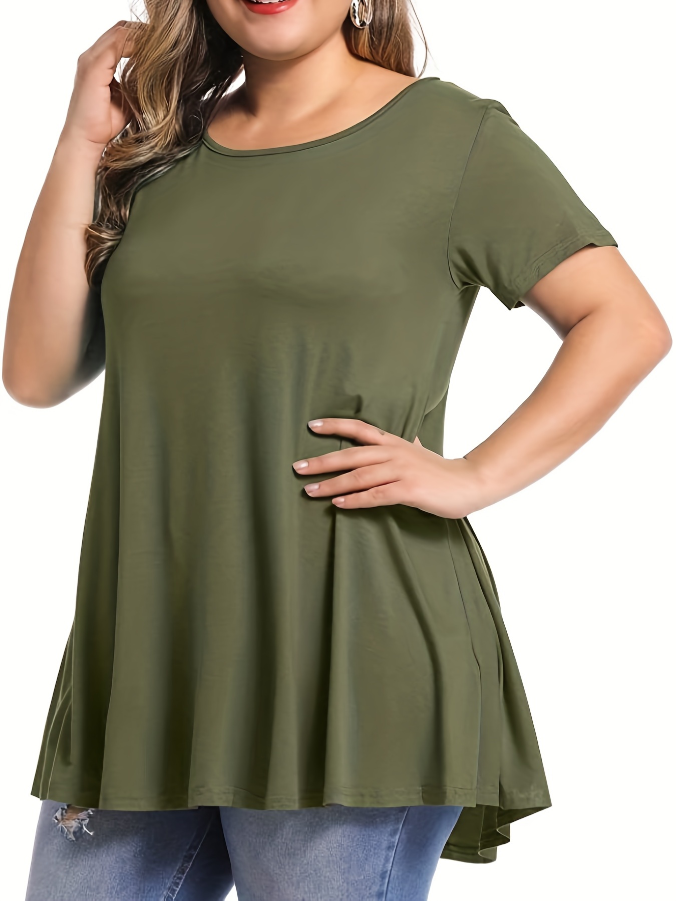 GMAYO Plus Size Clothing,Women Solid Simple Style Top 3/4 Sleeve