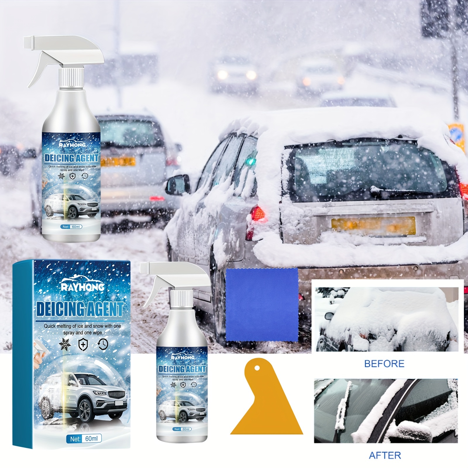 60ml Windshield Ice Spray Snow Melting Spray Car Window Glass