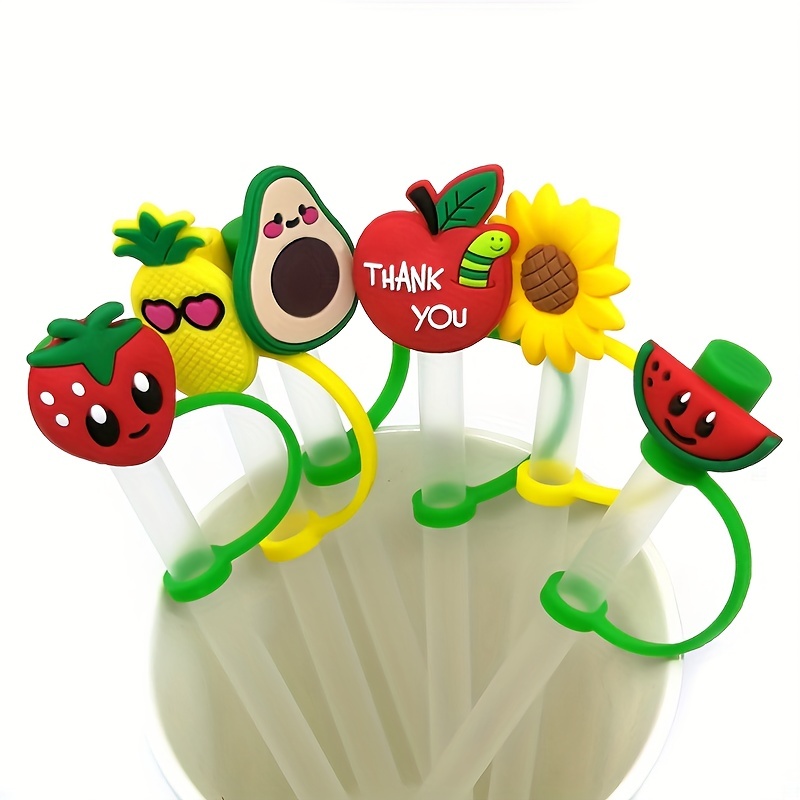 Straw Tips Cover Reusable Straw Toppers Strawberry shaped - Temu