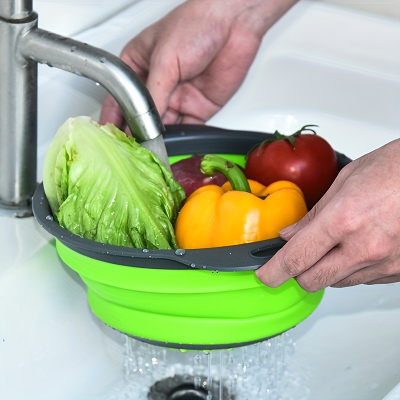 Colador plegable sobre el fregadero: colador plegable para cocina,  multifunción plegable para lavar verduras y frutas, escurrir pasta cocida y  platos