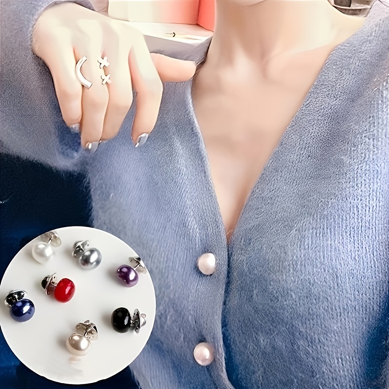 Faux Pearl Set Pins Simple Diy Shirt Collar Brooches Fashion - Temu