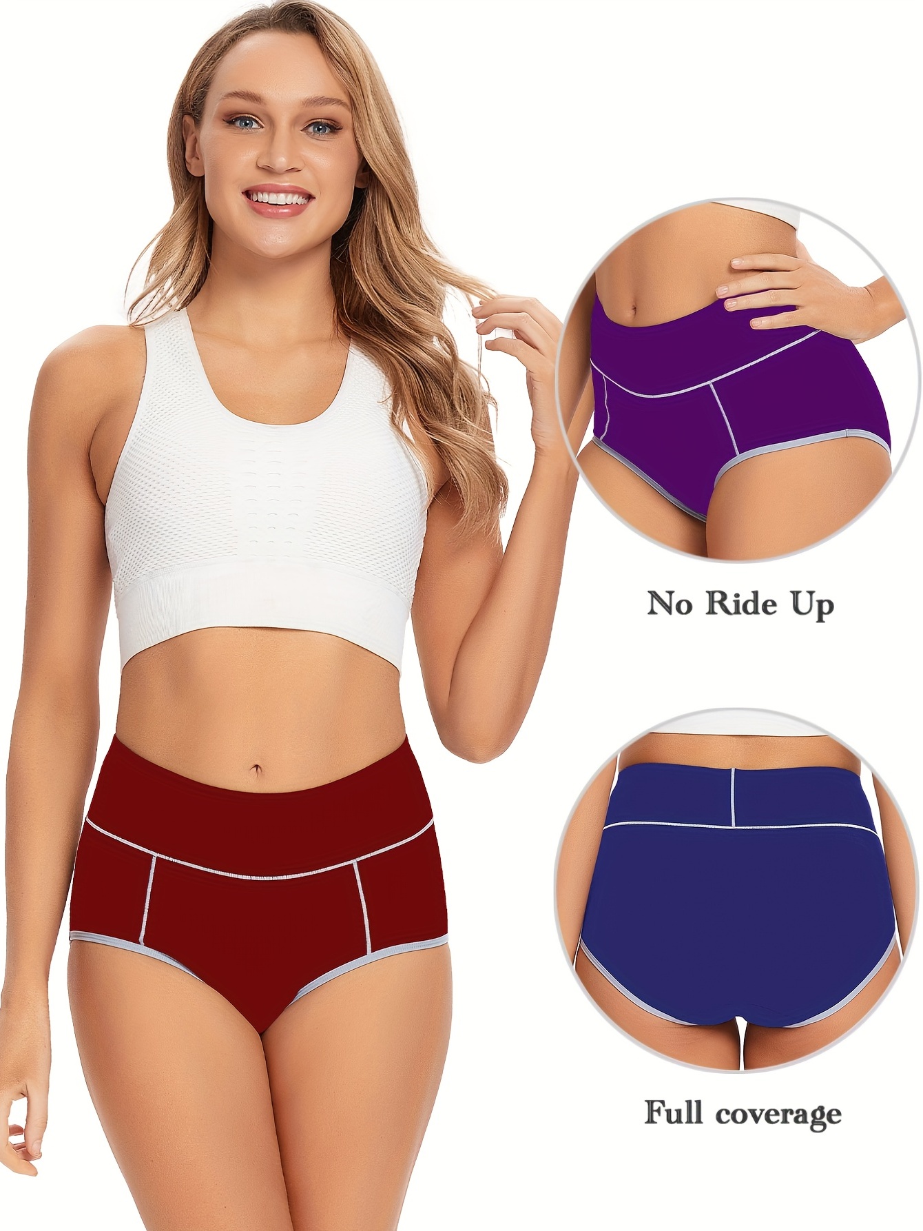 POKARLA Women's Cotton Underwear Briefs High Waist Full Coverage Soft  Breathable