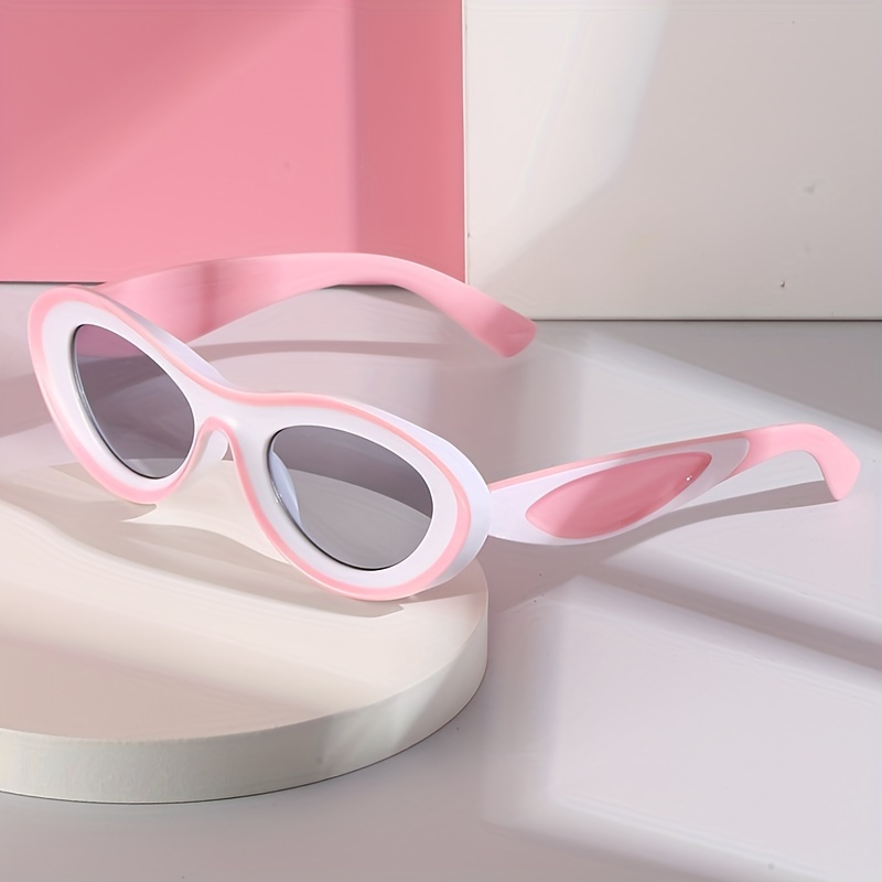 女性用オーバル凹面ファッショングラス y2kファッション ピンク