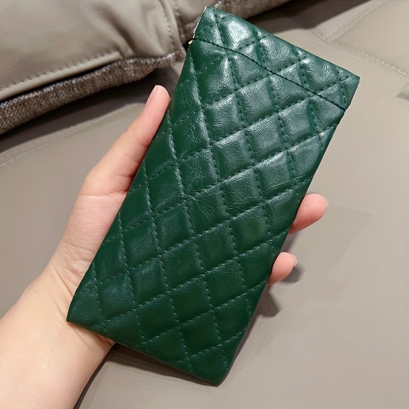 Rhombus PU Leather Glasses Pouch for Sunglasses & Reading Glasses