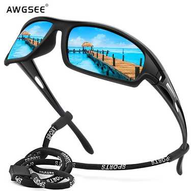 Men's Polarized Sports Sunglasses Unbreakable Frame Cycling Fishing Driving Eyewear 100% UV Protection Goggles With Glasses Rope