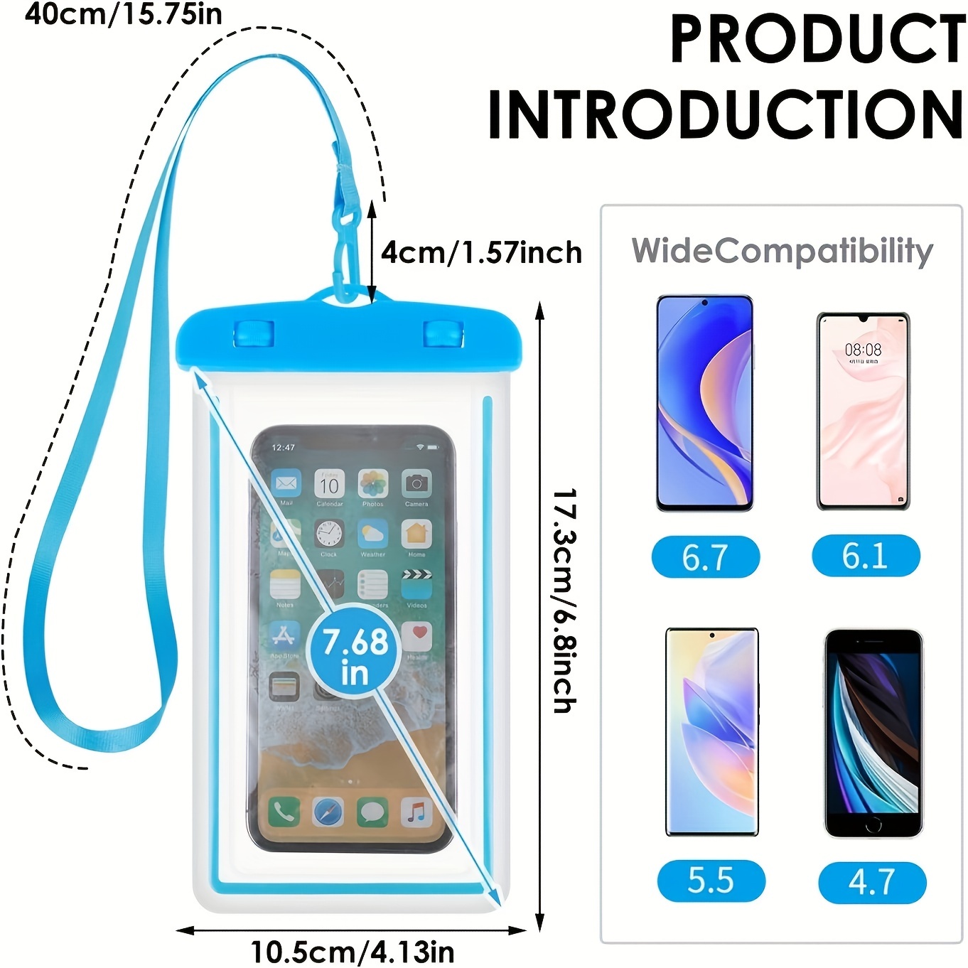  Funda impermeable flotante para teléfono, IPX8 para iPhone 14  13 12 11 Pro Max XS Plus X Galaxy S21 Samsung S22 hasta 6.8 pulgadas,  protector de teléfono HD submarino con cordón