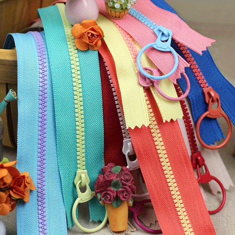 

10pcs Different Color Resin Zipper 3# Closed Mouth Pull Ring Zipper Pull Head Sewing Bag Purse Wallet Fabric Accessories Craft