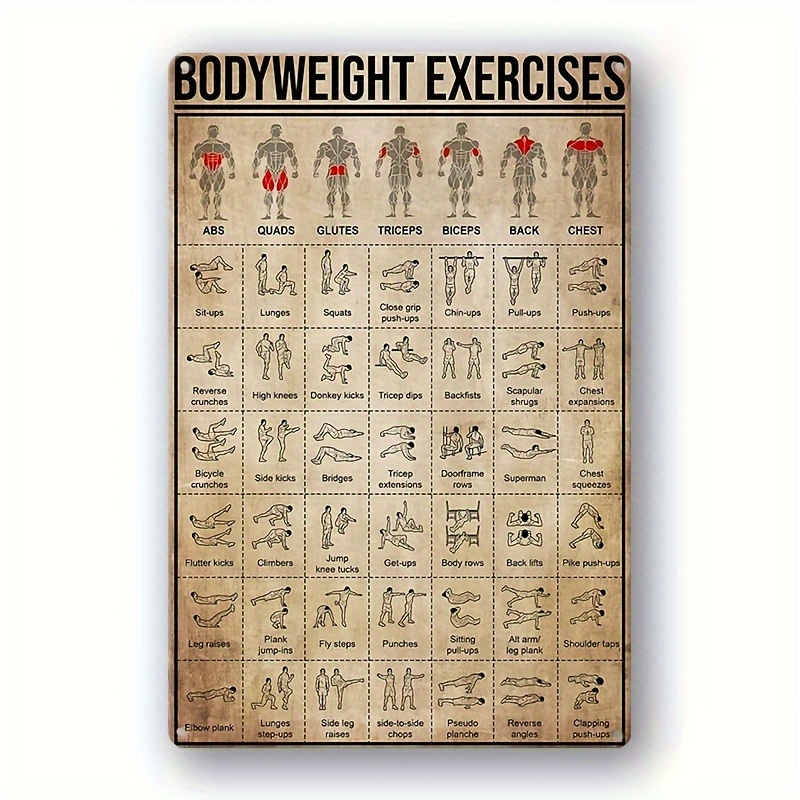 Vintage Bodyweight Exercises Metal Signs Fitness Knowledge - Temu