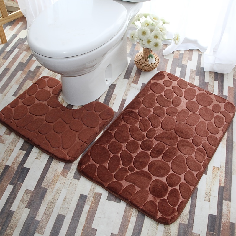 Pebble Bathroom Rug 3d Pebble Foot Mat Velvet Memory - Temu