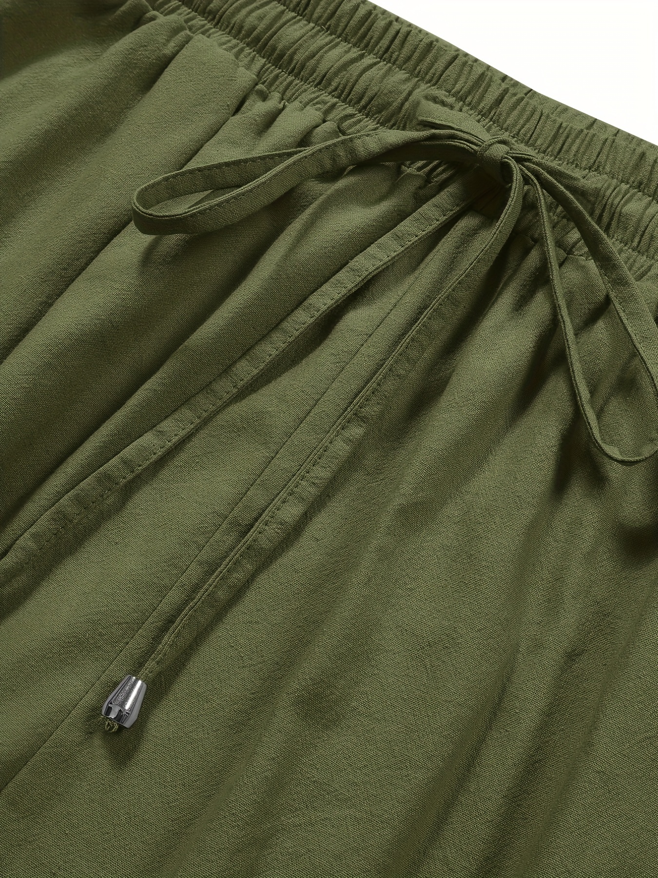 Ladies - Green Linen-Blend Cargo Pants - Size: 4XL - H&M