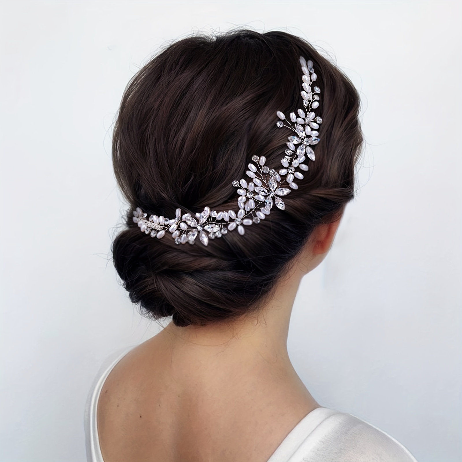 

1pc Elegant Rhinestone Headwear With Double Insert Comb Bridal Wedding Dress Hair Accessories