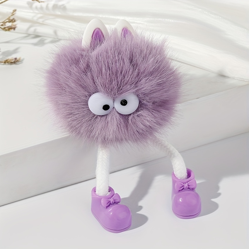 Big Furry Ball Bag Charm Plush Fluffy Keychains Large Fuzzy 