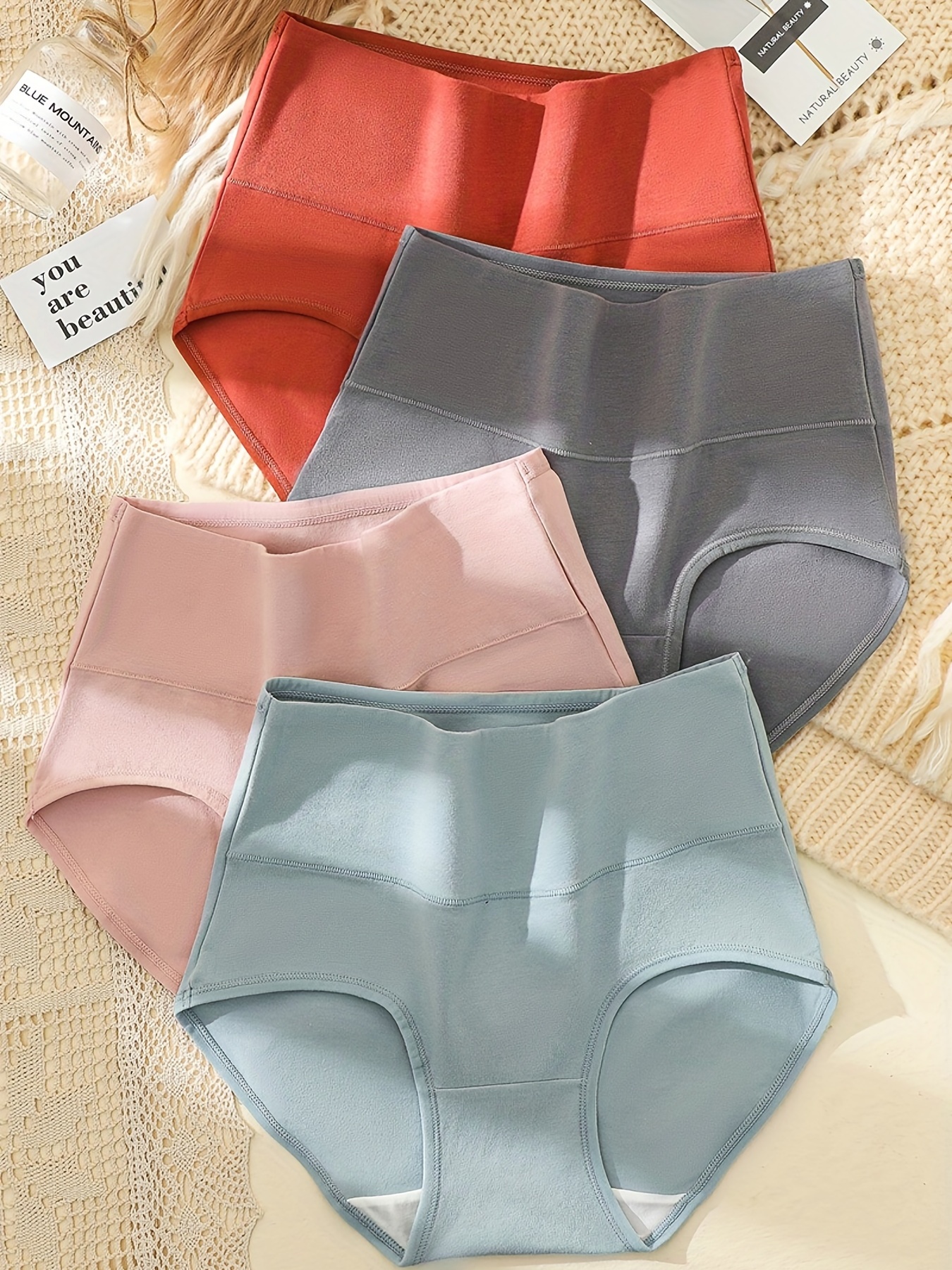 6pcs Simple Textured Briefs, Comfy & Breathable Stretchy Intimates Panties,  Women's Lingerie & Underwear
