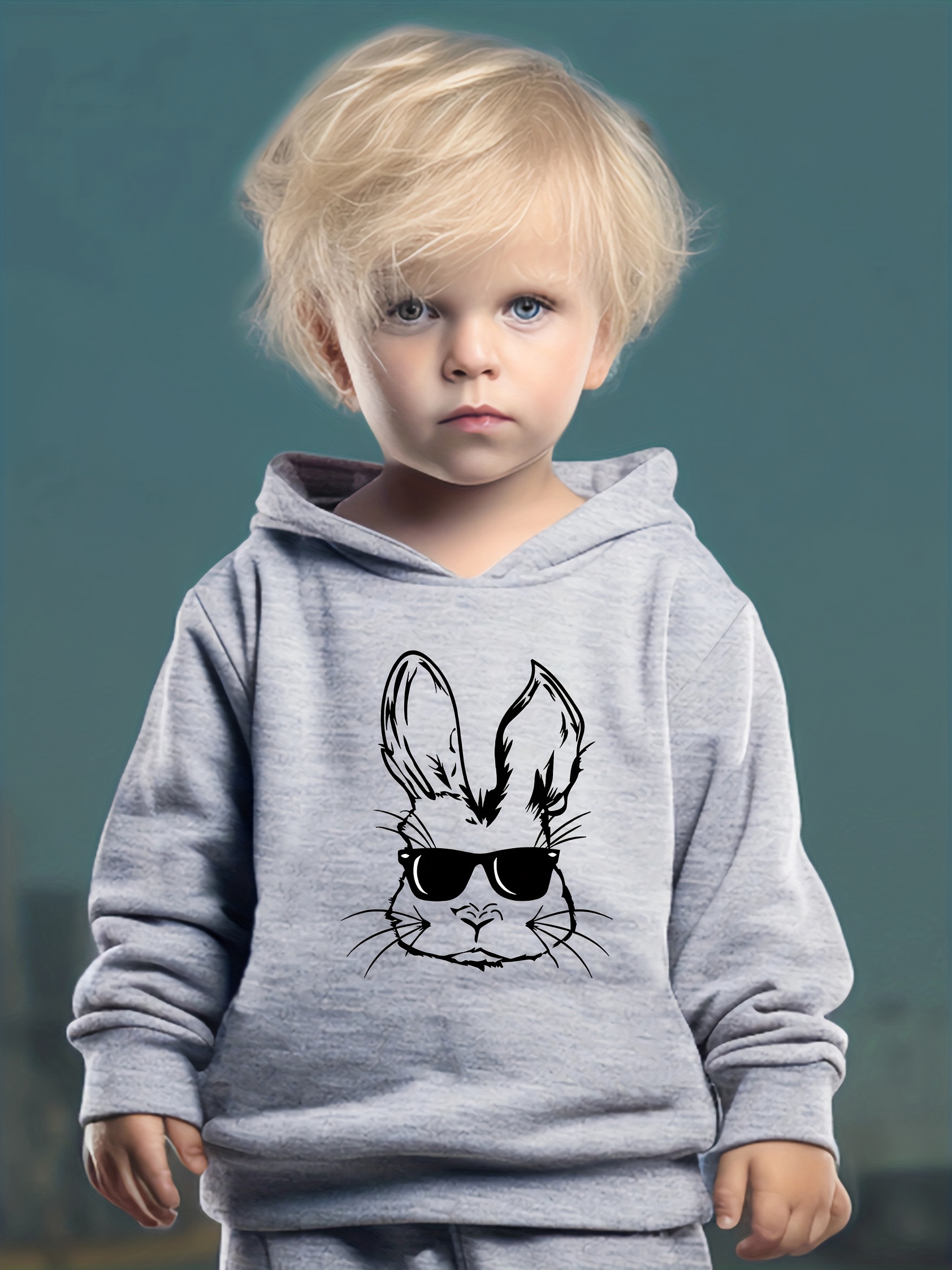 Baby's happy Easter Bunny Print Casual Outfit Hoodie Pants - Temu