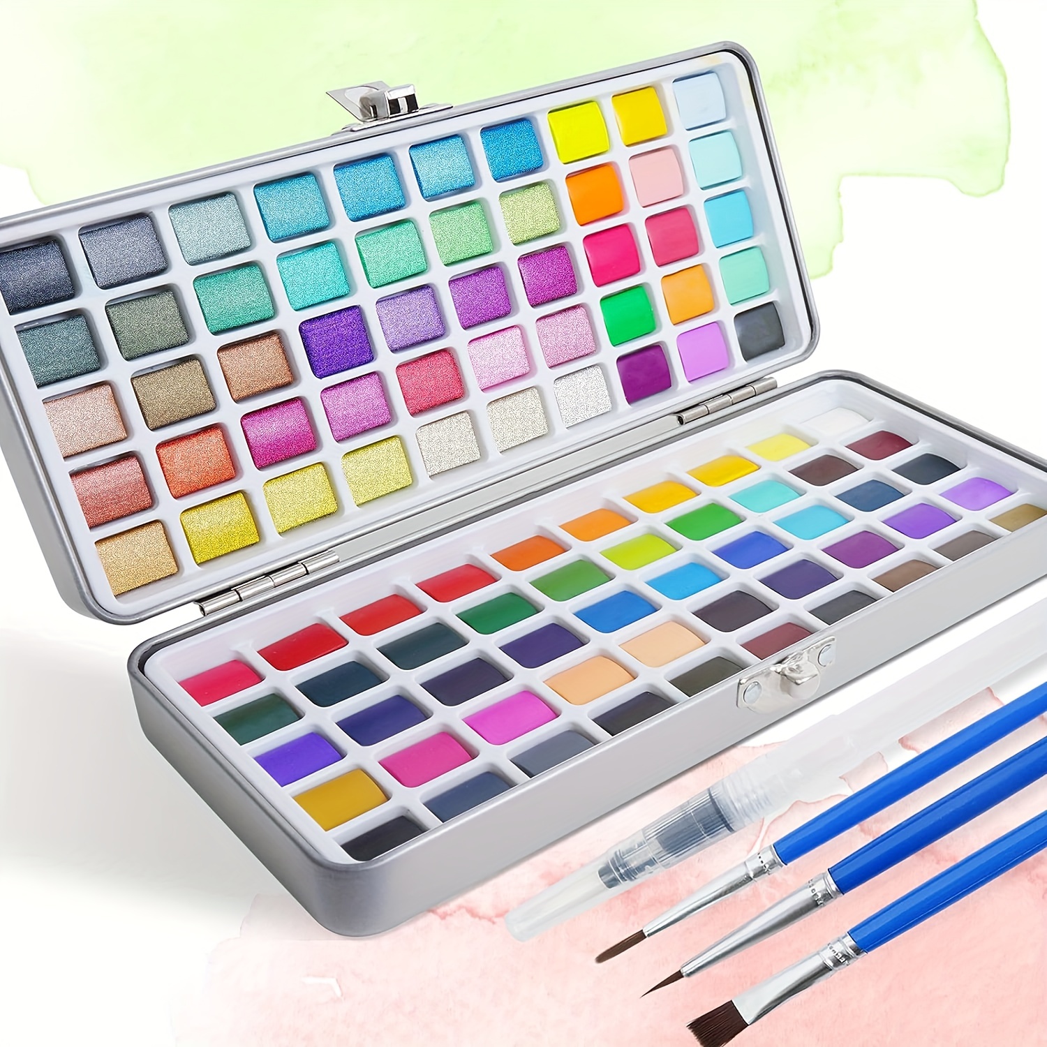  AXEARTE Watercolor Paint Set, 100 Colors in Metal Gift Box,  Including Vivid, Metallic, Pearlescent and Fluorescent Colors, Travel Watercolor  Set with Brush Pen for Kids Adults (100 COLORS) : Arts, Crafts