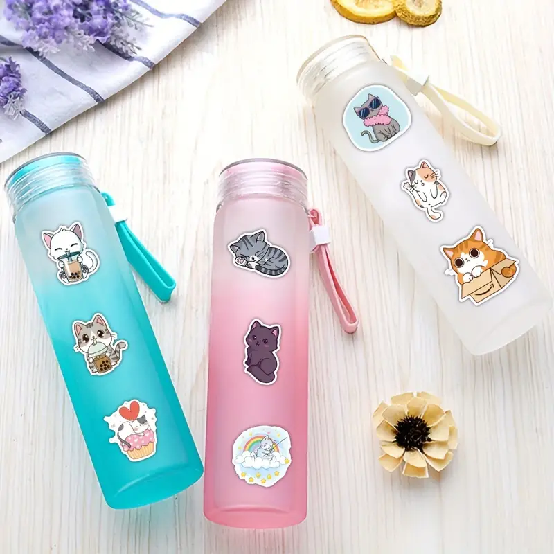 Cute Cat Stickers For Water Bottles Gift For Kids Teen - Temu