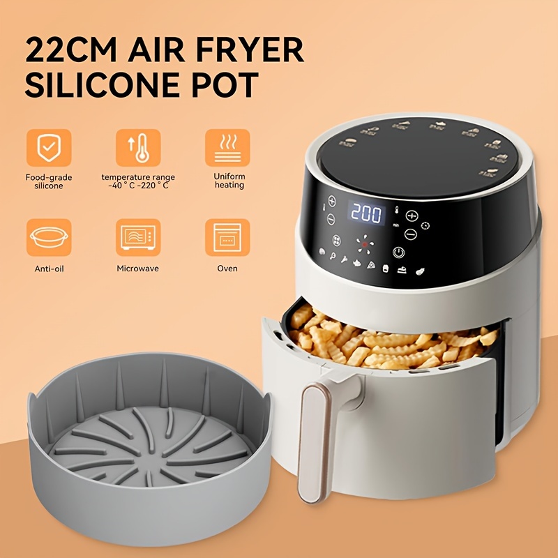Air Fryer Silicone Pot 7.5in Air Fryer Liners Round Baking Pan for  Microwave Oven Roaster Reusable Airfryer Accessories Silicone Cake Pan DIY  Pizza