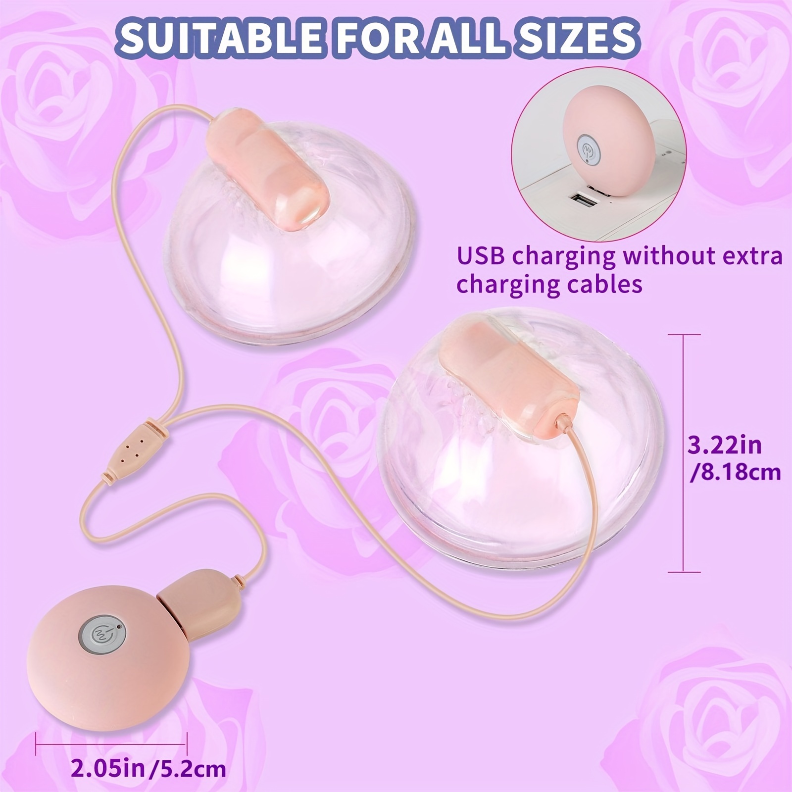 1 Pair Nipple Vibrator, Vibrating Nipple Transparent Clamps Sucking  Stimulator Massager With 10 Powerful Vibration, Rechargeable Adult Sex Toys  For Wo