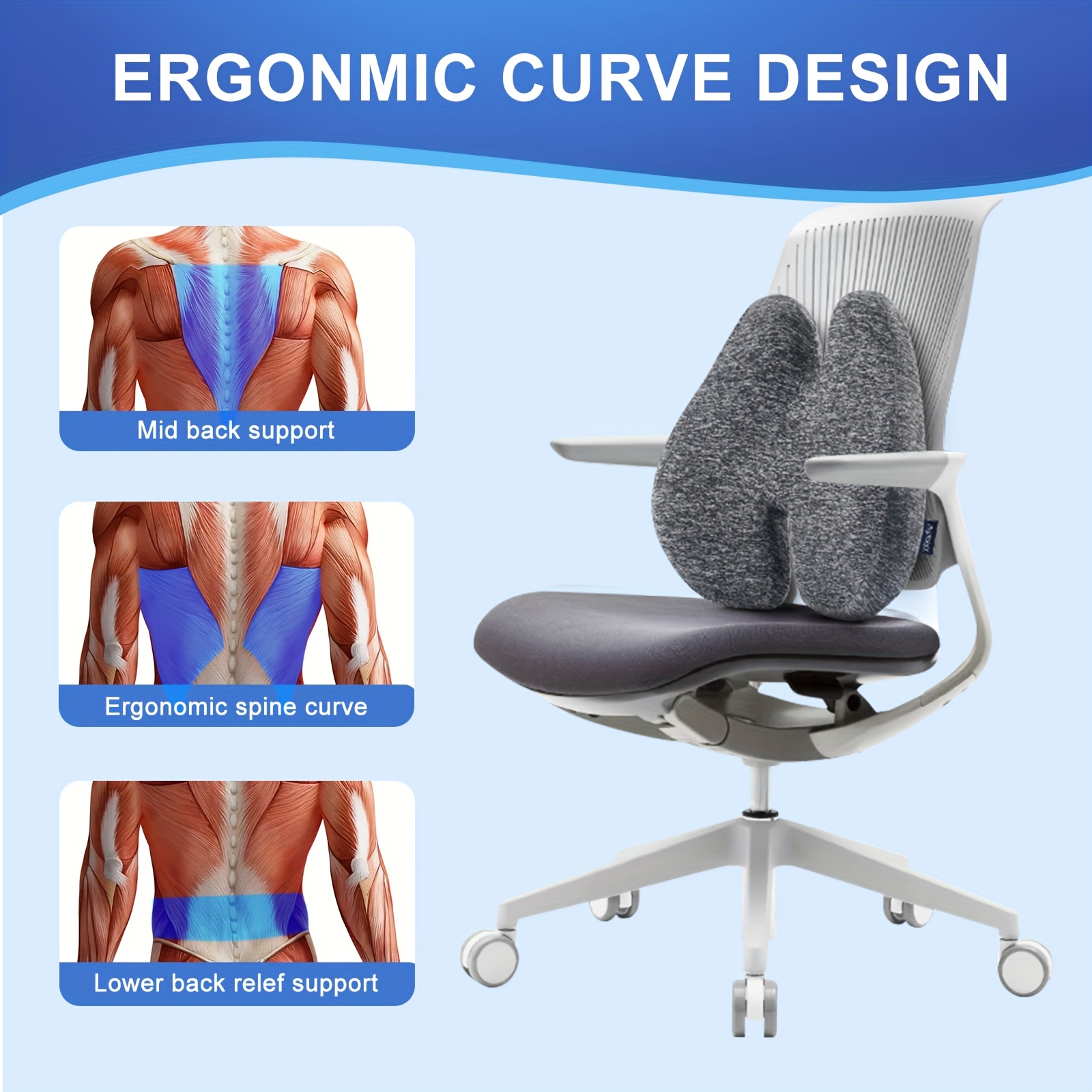 Lumbar Support Pillow For Office Chair Back Support Pillow For Chair Car  Seat Back Support Ergonomic