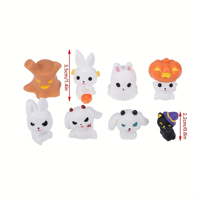 8pcs Halloween Mini Ornaments Rabbit Ghost Cat Dollhouse Toy