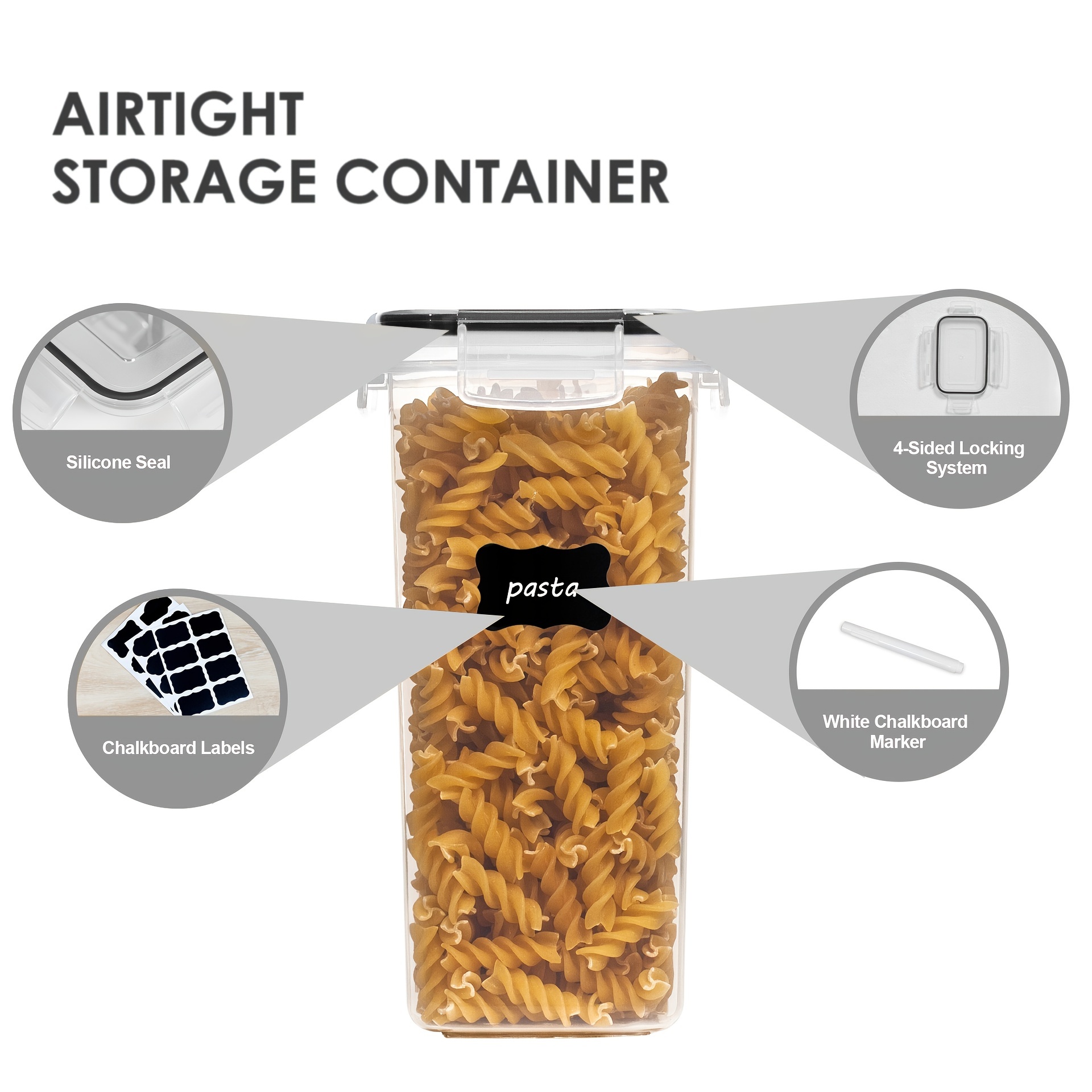 Ello Recipientes de plástico herméticos para almacenamiento de alimentos  con base antideslizante tapas de bloqueo y etiquetas para organización de