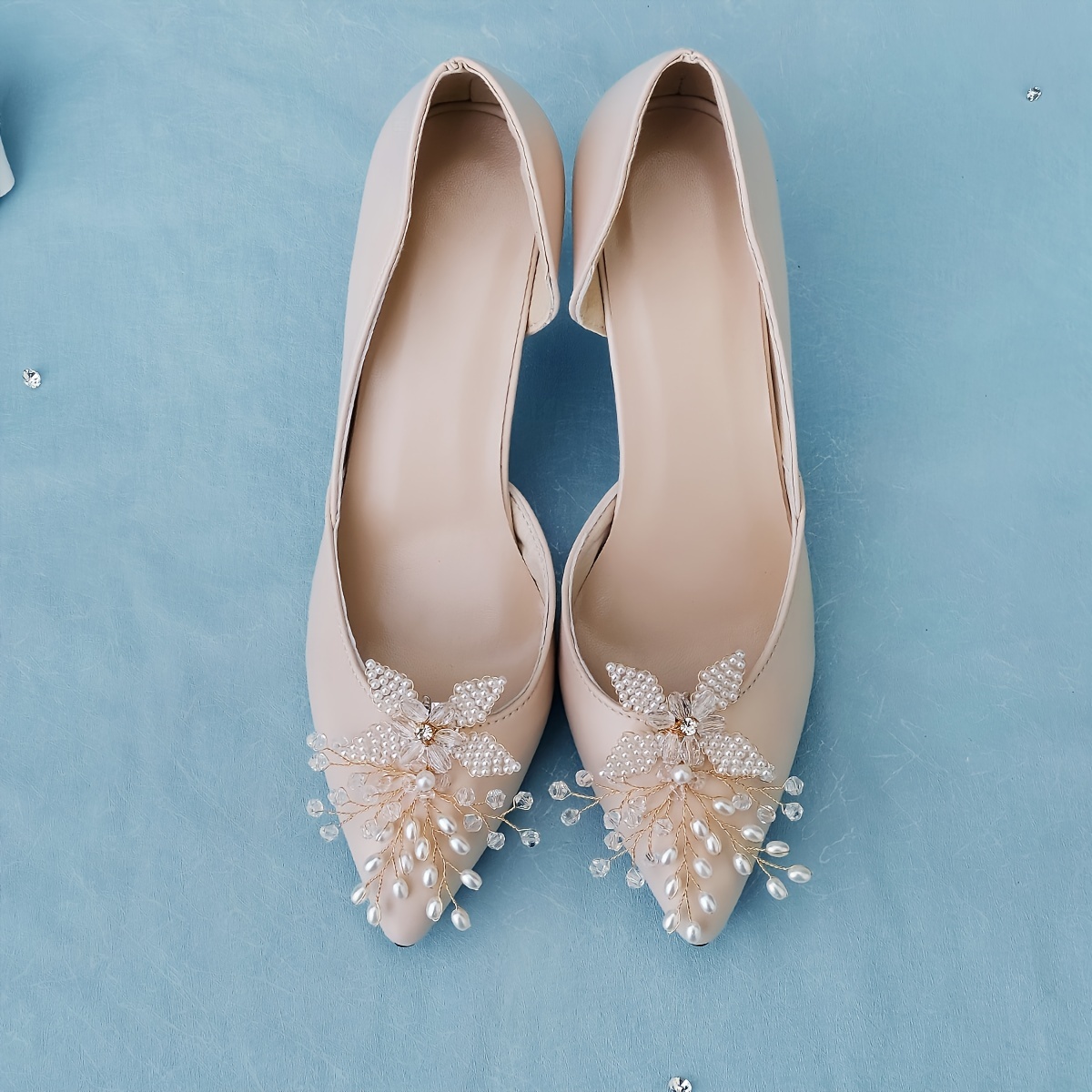 Bridal Crystal Pearl Shoe Buckle High Heels DIY Wedding Party