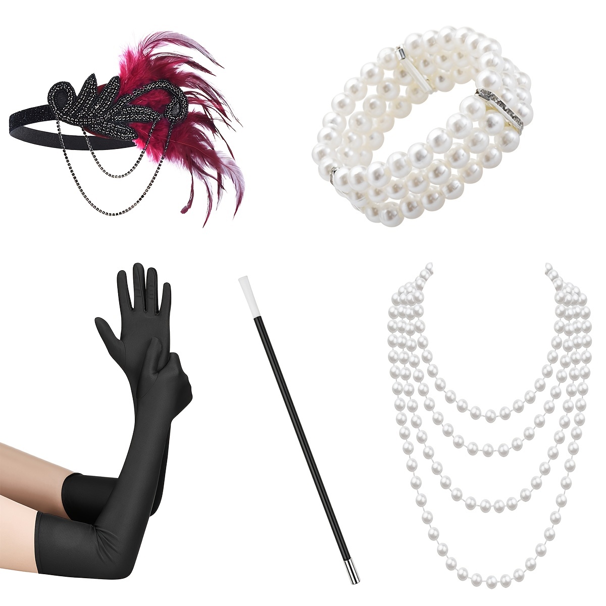 Donna Anni '20 Flapper Gatsby Set Accessori 5 Pezzi Piume - Temu Switzerland