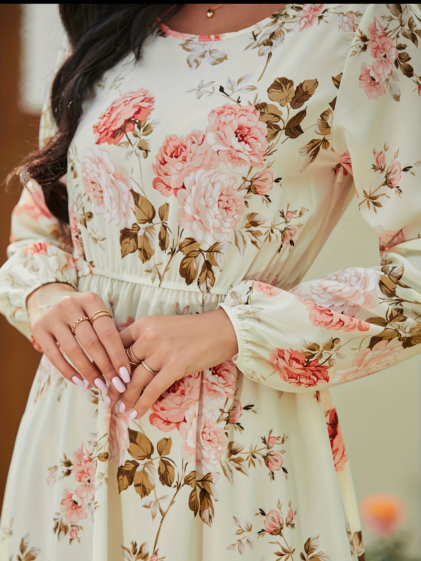 Floral print 2024 dress long sleeve