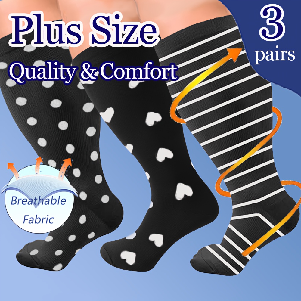 Plus Size Compression Socks Women Men 15 20 Mmhg Extra Wide - Temu