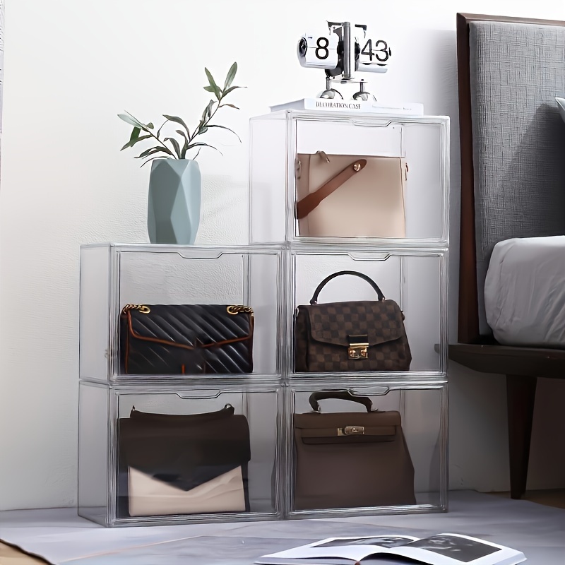 Transparent Box for Handbags, Closet Bag Organizer, Stackable