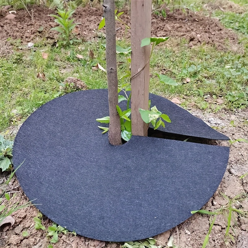 

10pcs, Round Non-woven Tree Protector Mat Garden Weed Barrier Fabric Ground Cover Mat Mulch Ring Tree Protector For Weed Control Root