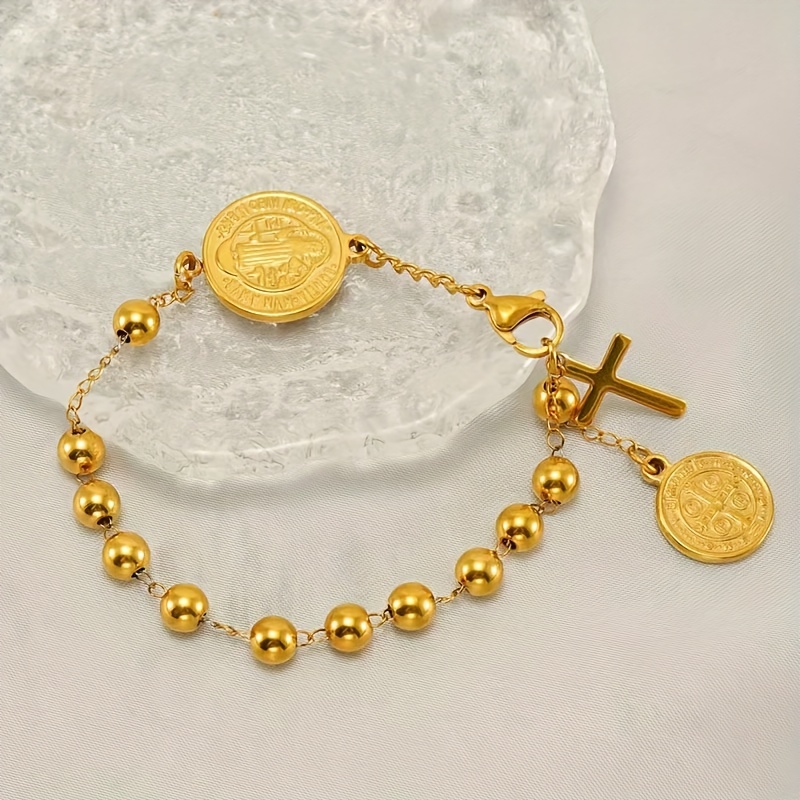 

1pc Golden Plated Simple Bracelet For Men And Women
