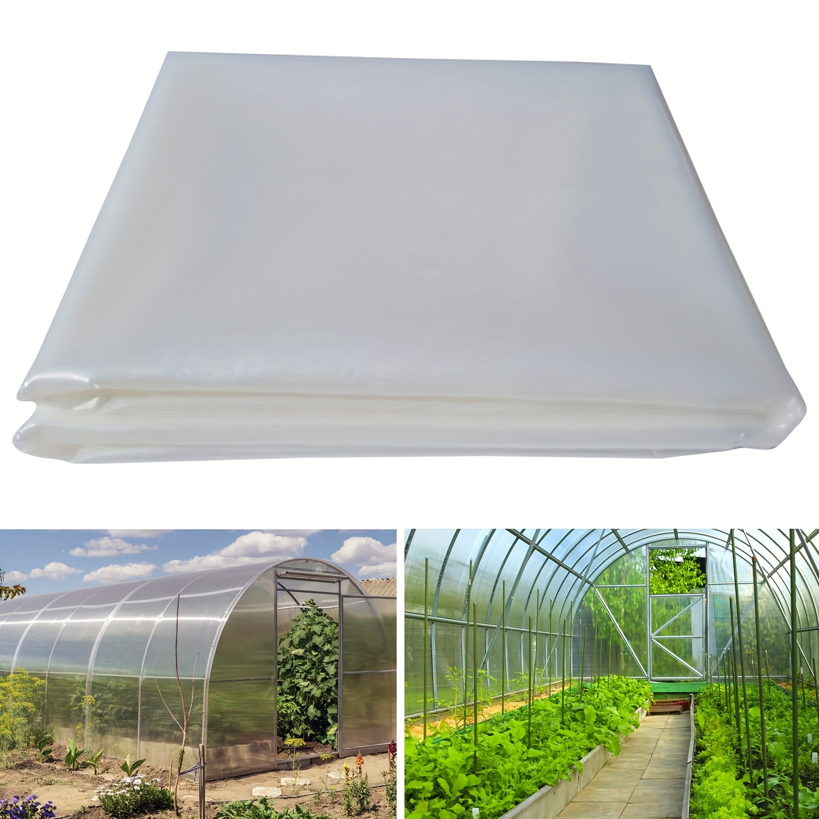 Cubierta de película de plástico para invernaderos de 6 mil de 10 x 26  pies, resistente a los rayos UV, película de polietileno transparente,  cubierta