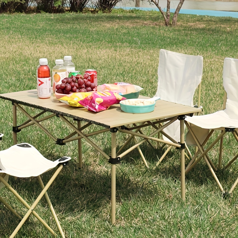  Mesa de camping plegable con sillas, mesa de picnic portátil  para camping, para jardín, barbacoa, fiesta en la playa (color : 6 en 1,  tamaño: 15.7 x 15.7 x 12.6 in) : Patio, Césped y Jardín