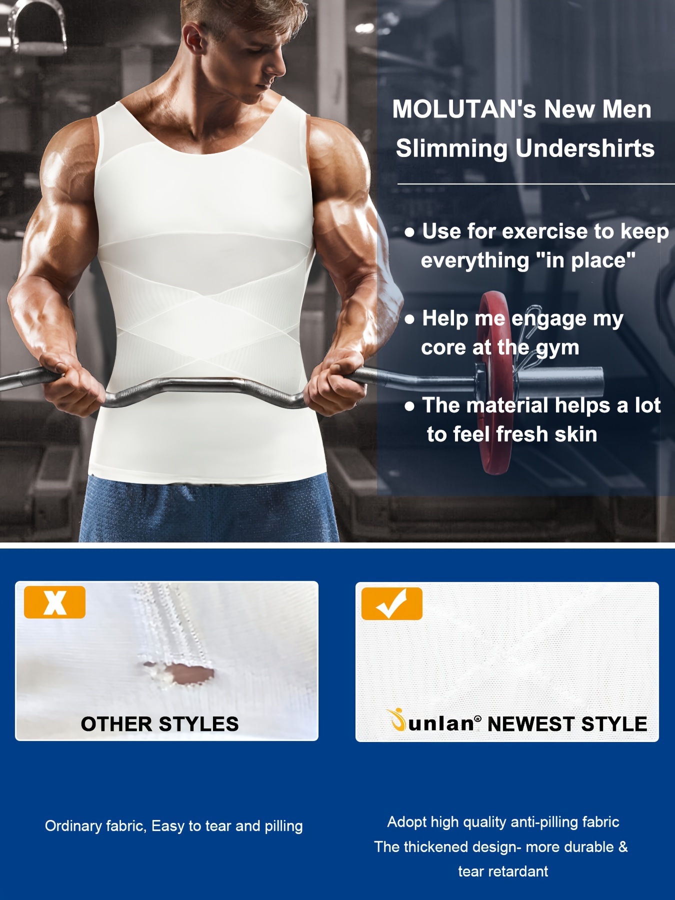 Men Abs Tummy Control Slimming Body Shaper Undershirt Male Mesh Tank Top  Vests