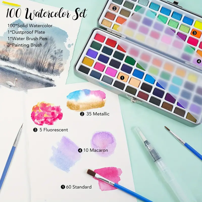 Tavolozza Art Watercolor Paint Essential Set 100 Vibrant - Temu