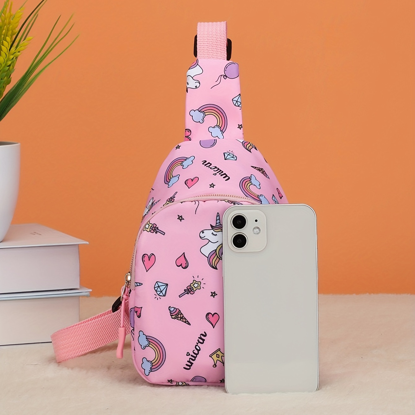 Kids Unicorn Rainbow Pattern Backpack & Crossbody Bag Set