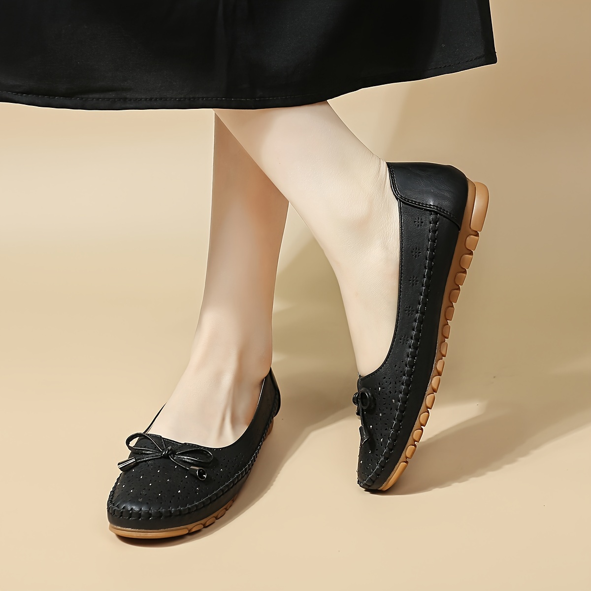 women s solid color elegant flast bowknot decor soft sole details 1